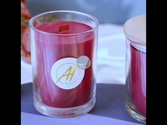 Γυάλινο Βάζο Αρωματικό Κερί 380g Κερί Βάρος με Ξύλινο Καπάκι