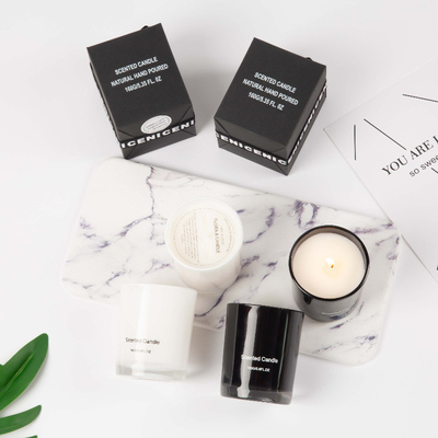 AROMA HOME Private Label Πολυτελές Αρωματικό Γυάλινο Κερί Μαύρο Λευκό