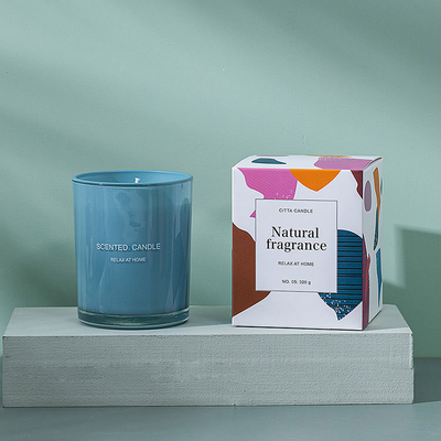 Scented κερί γυαλιού κεριών σόγιας χρώματος ψεκασμού εκτύπωσης οθόνης εγχώριας συνήθειας αρώματος με το κιβώτιο