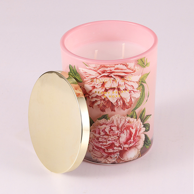 Scented καμέλια ευκαλύπτων κεριών βάζων γυαλιού κρητιδογραφιών 14.5oz με το προσαρμοσμένο άρωμα