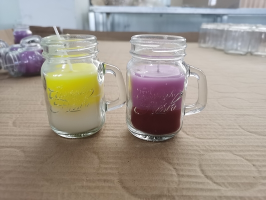 Αρώματος εγχώριας σόγιας Scented κερί συνήθειας βάζων του Mason κεριών χαριτωμένο με τη λαβή