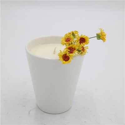 Αρώματος εγχώριου τσαγιού Scented μεταλλίνη άσπρο 7oz κεριών σόγιας φλυτζανιών κεραμική
