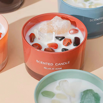 Διαφορετικό Scented κερί βάζων γυαλιού κεριών σόγιας μυρωδιών 65g με το Stone