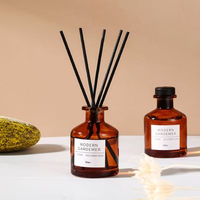 Καφετιοί διασκορπιστής και πετρέλαιο 50ml καλάμων αρώματος μπουκαλιών DPMA μικροί
