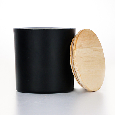 Μαύρο ξύλινο Scented κερί 420g 10*10cm βάζων γυαλιού καπακιών
