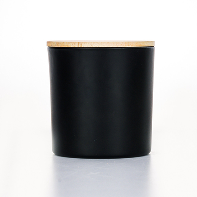 Μαύρο ξύλινο Scented κερί 420g 10*10cm βάζων γυαλιού καπακιών