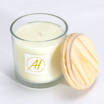 Ξύλινο Scented κερί 420g 10*10cm βάζων γυαλιού φυτιλιών βαμβακιού καπακιών