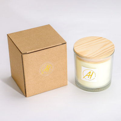 Ξύλινο Scented κερί 420g 10*10cm βάζων γυαλιού φυτιλιών βαμβακιού καπακιών