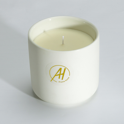 400g ελεύθερο Scented κερί 10*10cm βάζων κεραμικής καπακιών μετάλλων δειγμάτων άσπρο