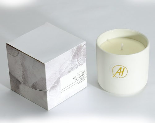 400g ελεύθερο Scented κερί 10*10cm βάζων κεραμικής καπακιών μετάλλων δειγμάτων άσπρο