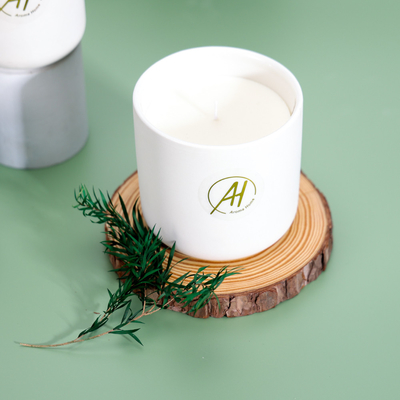 400g ελεύθερο Scented κερί 10*10cm βάζων κεραμικής καπακιών μετάλλων δειγμάτων άσπρο