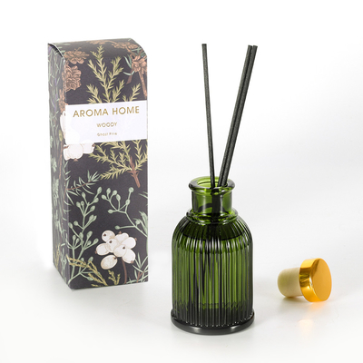 Garden Fragrance Glass Bottle Reed Diffuser Private Label 100ml με χρυσό μεταλλικό καπάκι