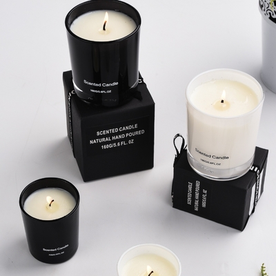 AROMA HOME Private Label Πολυτελές Αρωματικό Γυάλινο Κερί Μαύρο Λευκό