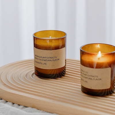 Καφέ γυαλί με κερί σόγιας Aromatherapy Smokeless Fragrance Στολίδι Αρωματικό κερί