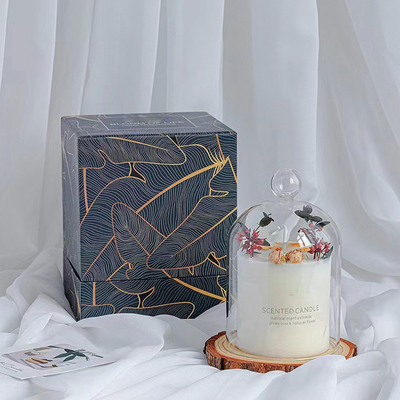Scented κερί βάζων γυαλιού κεριών σόγιας εγχώριων ξενοδοχείων με το ξύλινο καπάκι κουδουνιών βάσεων ποτ πουρί