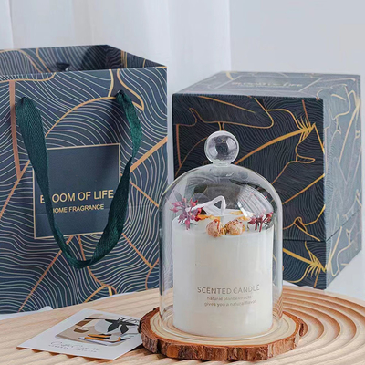 Scented κερί βάζων γυαλιού κεριών σόγιας εγχώριων ξενοδοχείων με το ξύλινο καπάκι κουδουνιών βάσεων ποτ πουρί