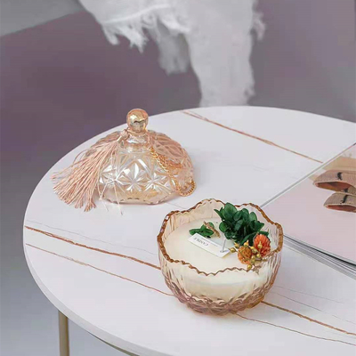 Αρώματος εγχώριας παραφίνης σόγιας Scented κερί πετρελαίου Aromatherapy γυαλιού κεριών ηλέκτρινο με το καπάκι