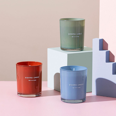 Scented κερί γυαλιού κεριών σόγιας χρώματος ψεκασμού εκτύπωσης οθόνης εγχώριας συνήθειας αρώματος με το κιβώτιο
