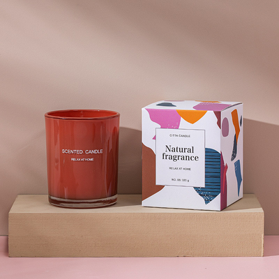 Scented κερί γυαλιού κεριών σόγιας χρώματος ψεκασμού εκτύπωσης οθόνης εγχώριας συνήθειας αρώματος με το κιβώτιο