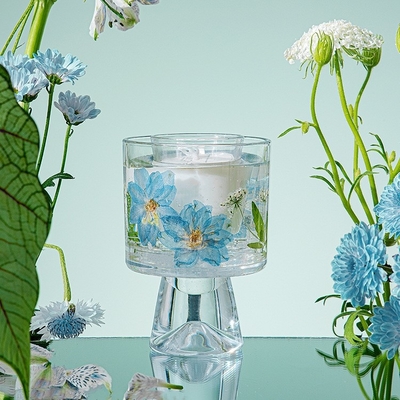 Velas που θεραπεύει το αθάνατο Scented κερί Aromatherapy φλυτζανιών κρυστάλλου γυαλιού λουλουδιών με την τσάντα