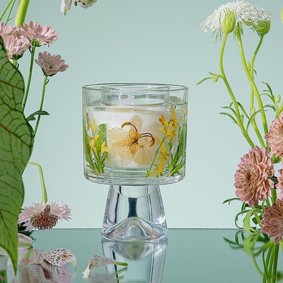 Velas που θεραπεύει το αθάνατο Scented κερί Aromatherapy φλυτζανιών κρυστάλλου γυαλιού λουλουδιών με την τσάντα