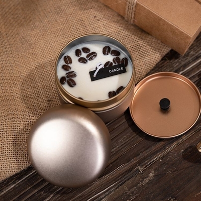Votive Scented κεριά κασσίτερου φασολιών καφέ κρέμας σόγιας εξατομικευμένα κερί για το γεγονός