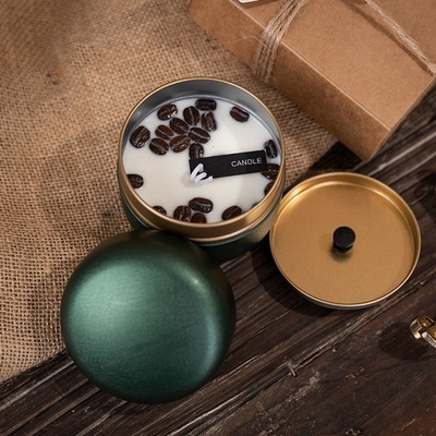 Votive Scented κεριά κασσίτερου φασολιών καφέ κρέμας σόγιας εξατομικευμένα κερί για το γεγονός