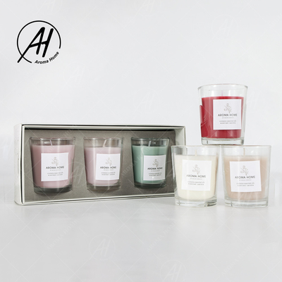 Aromatherapy ζωηρόχρωμο δώρο καθορισμένο 5.5OZ 3PCS κεριών μυρωδιάς κεριών σόγιας βάζων εγχώριου γυαλιού κόμματος μίνι