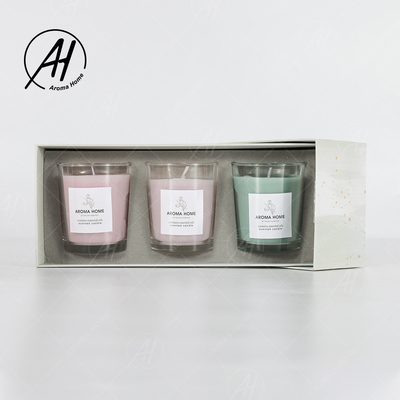 Aromatherapy ζωηρόχρωμο δώρο καθορισμένο 5.5OZ 3PCS κεριών μυρωδιάς κεριών σόγιας βάζων εγχώριου γυαλιού κόμματος μίνι