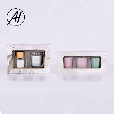 Aromatherapy ζωηρόχρωμο δώρο καθορισμένο 5.5OZ 3PCS κεριών μυρωδιάς κεριών σόγιας βάζων εγχώριου γυαλιού κόμματος μίνι