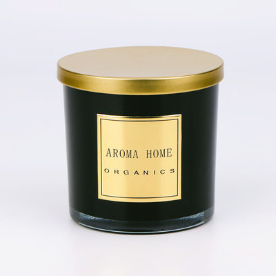 Χρυσή μετάλλων ετικέτα 14OZ 400g κεριών σόγιας μυρωδιάς εγχώριων κεριών μπουκαλιών γυαλιού καπακιών μαύρη ιδιωτική