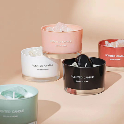 Συνήθειας ζωηρόχρωμη πέτρινη κρυστάλλου Aromatherapy σόγιας χαλαρώνοντας πολυτέλεια κεριών κεριών Scented