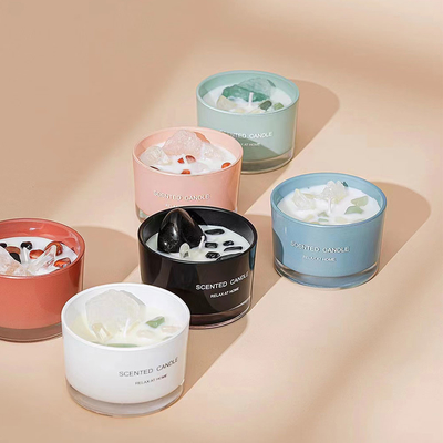 Συνήθειας ζωηρόχρωμη πέτρινη κρυστάλλου Aromatherapy σόγιας χαλαρώνοντας πολυτέλεια κεριών κεριών Scented