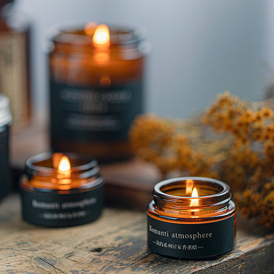 Scented κερί βάζων γυαλιού κεριών 25g σόγιας χρώματος Χριστουγέννων καφετί με το κιβώτιο 3pcs