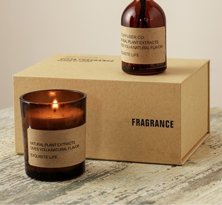 Scented δώρο διασκορπιστών καλάμων κεριών κεριών σόγιας Aromatherapy που τίθεται με την ξύλινη παλέτα