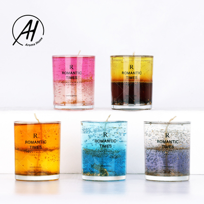 Δημοφιλές προσαρμοσμένο ύφος Aromatherapy δώρων κερί φλυτζανιών ζελατίνας λουλουδιών κιβωτίων πραγματικό