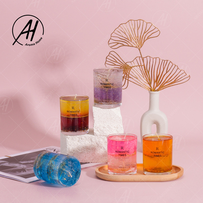 Δημοφιλές προσαρμοσμένο ύφος Aromatherapy δώρων κερί φλυτζανιών ζελατίνας λουλουδιών κιβωτίων πραγματικό