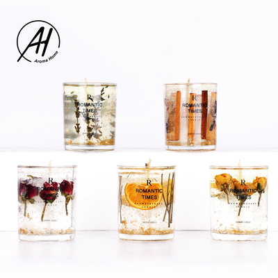 Δημοφιλές προσαρμοσμένο ύφος Aromatherapy δώρων κερί φλυτζανιών ζελατίνας λουλουδιών κιβωτίων πραγματικό