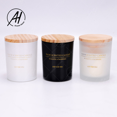 Μαύρο άσπρο Matte Glass Jar Spa Scented κερί σόγιας ουσιαστικού πετρελαίου 100% κεριών