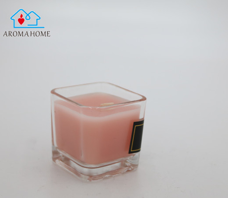 Συνήθειας μαύρο ετικετών Scented κερί βάζων γυαλιού Gardenia τετραγωνικό 9 Oz για τους γάμους