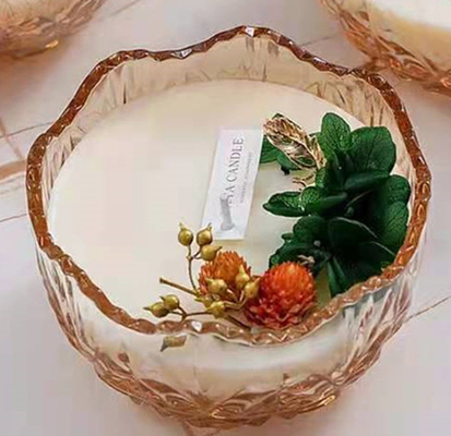 Χειροποίητα Scented κεριά κεριών σόγιας 10 Oz βάζα κεριών με την ξηρά διακόσμηση λουλουδιών