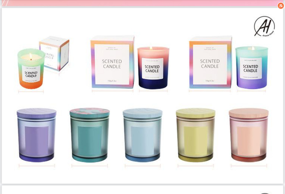 Η συνήθεια τύπωσε το Scented γυαλί 4 Oz βάζα κεριών με τα καπάκια