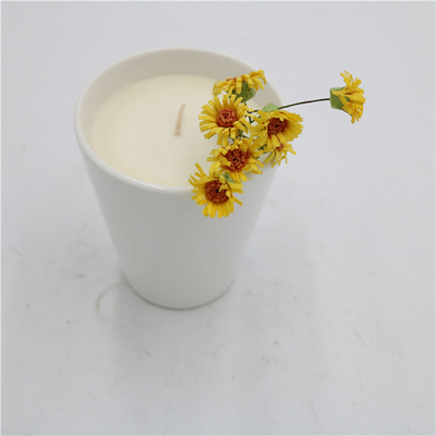 Αρώματος εγχώριου τσαγιού Scented μεταλλίνη άσπρο 7oz κεριών σόγιας φλυτζανιών κεραμική