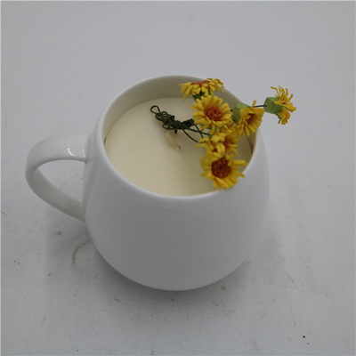 Σόγιας Scented μεταλλίνη άσπρο στρογγυλό 6oz κεριών φλυτζανιών τσαγιού κεριών κεραμική