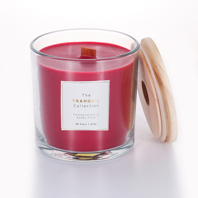 Scented βάρος κεριών κεριών 380g βάζων γυαλιού με το ξύλινο καπάκι