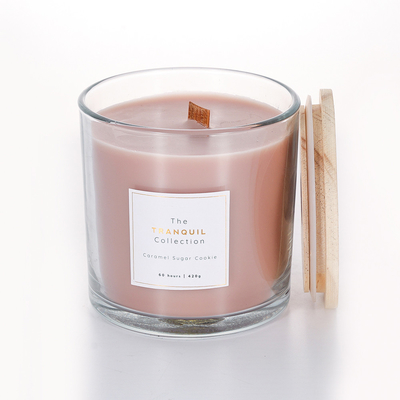 Scented βάρος κεριών κεριών 380g βάζων γυαλιού με το ξύλινο καπάκι