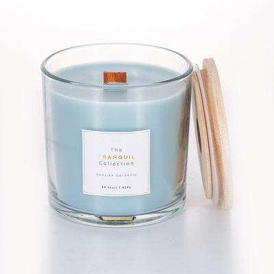 Scented βάρος κεριών κεριών 380g βάζων γυαλιού με το ξύλινο καπάκι
