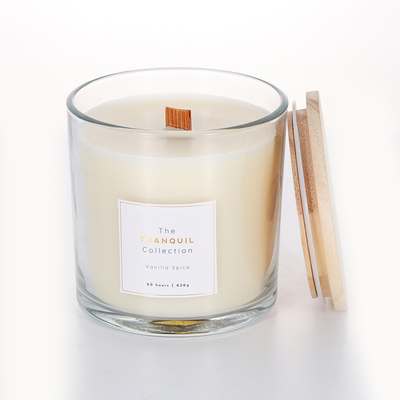 Scented βάρος κεριών κεριών 380g βάζων γυαλιού με το ξύλινο καπάκι