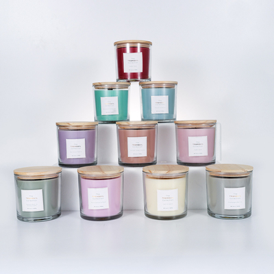 Scented βάρος κεριών κεριών 380g βάζων γυαλιού με το ξύλινο καπάκι
